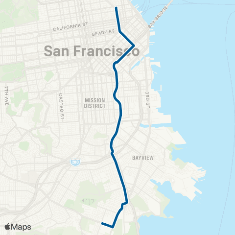 Muni Bayshore A Express map