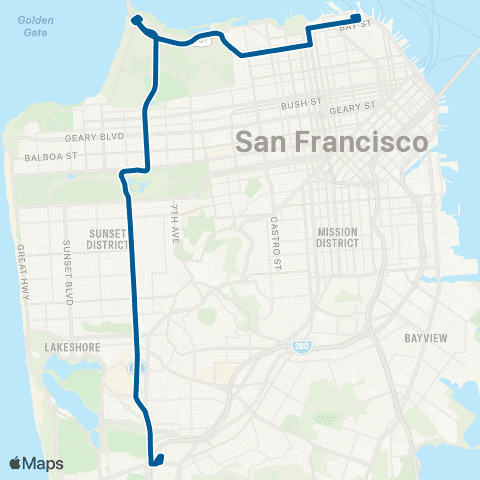 Muni 19th Avenue map