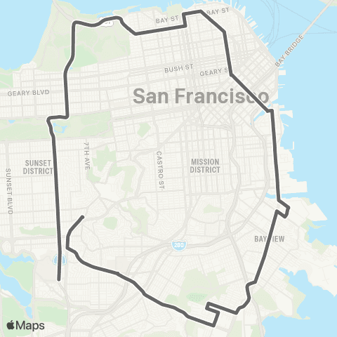 Muni 3rd - 19th Ave Owl map