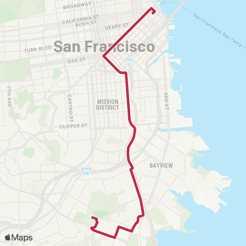Muni San Bruno Rapid map