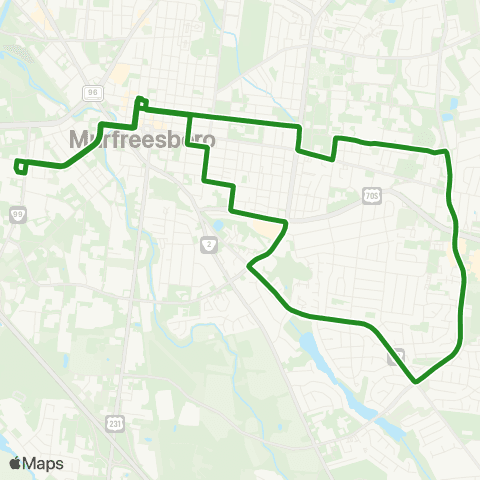 Murfreesboro Transit Martin Luther King map