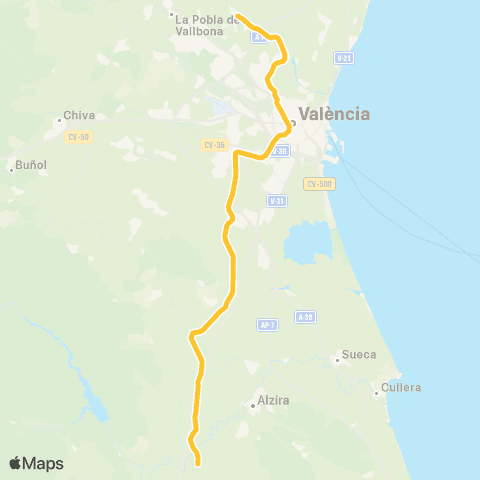 Metrovalencia Bétera ↔ Castelló map