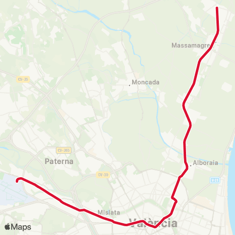 Metrovalencia Aeroport ↔ Rafelbunyol map