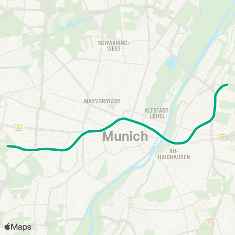 MVG Westendstraße - Hauptbahnhof - Odeonsplatz - Arabellapark map