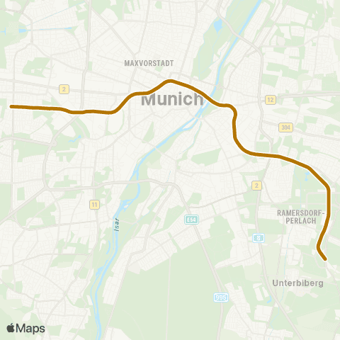 MVG Laimer Platz - Hauptbahnhof - Odeonsplatz - Innsbrucker Ring - Neuperlach Süd map