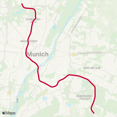 MVG Olympiazentrum - Scheidplatz - Hauptbahnhof - Sendlinger Tor - Innsbrucker Ring - Neuperlach Zentrum map