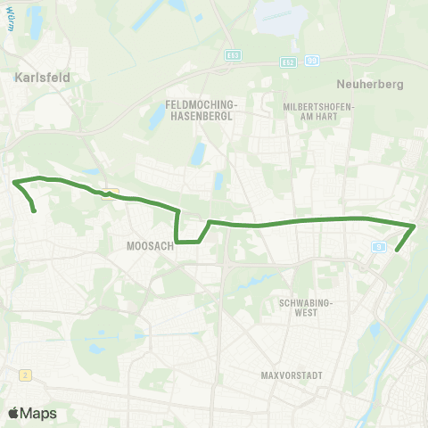 MVG Allach Bf. - OEZ West - Frankfurter Ring - Studentenstadt - Alte Heide map
