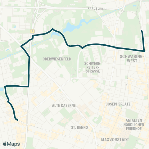 MVG Scheidplatz - Olympiaberg - Rotkreuzplatz map