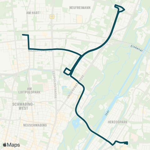 MVG Bremer Str. - Frankfurter Ring - Alte Heide - Nordfriedhof - Arabellapark map
