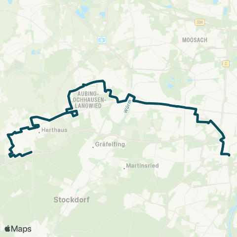MVG Germering, Neue Gautinger Str. - Germering-Upf. - Freiham Bf. - Pasing Bf. Laim Bf. - Am Harras map