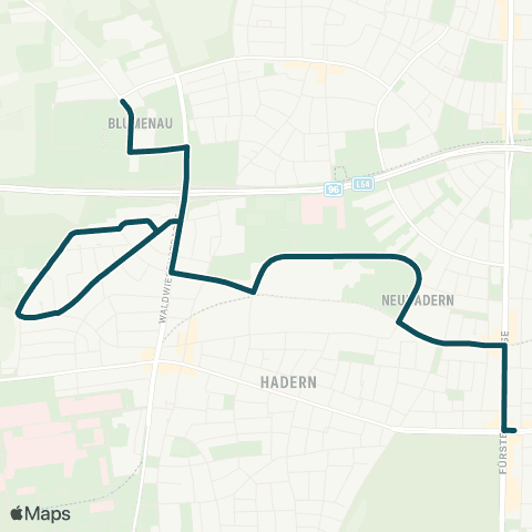 MVG Blumenau - Am Hedernfeld - Holzapfelkreuth - Waldfriedhof (Wendeschl.) map