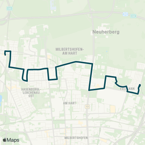 MVG Feldmoching - Harthof - Heidemannstraße - Kieferngarten map