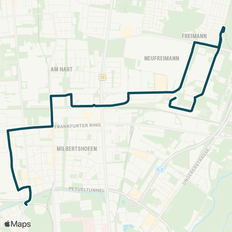 MVG Freimanner Hölzl - Kieferngarten - Frankfurter Ring - Petuelring map