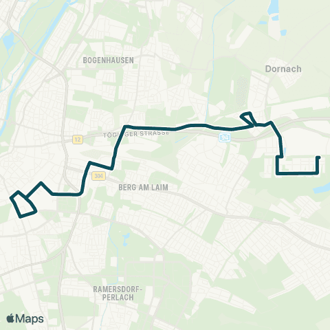 MVG Ostbahnhof Friedenstr. - Berg am Laim Bf. - Riem Bf. - Messestadt Ost map