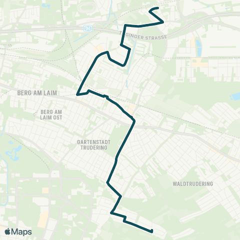 MVG Riem Bf. - Moosfeld Gewerbegebiet - Trudering - Nauestr. map