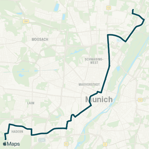MVG Kieferngarten - Karlsplatz - Klinikum Großhadern map