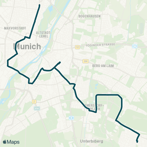 MVG Münchner Freiheit - Karlsplatz - Ostbahnhof - Waldperlach map