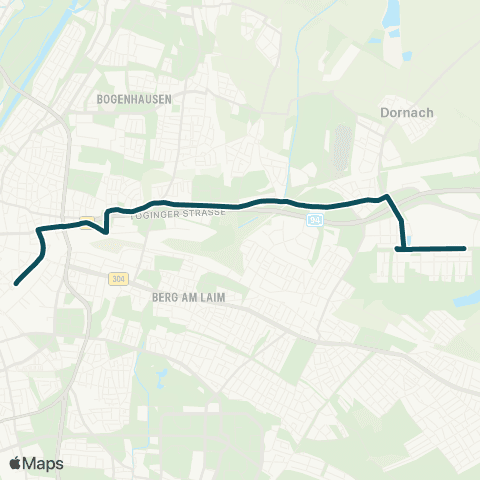MVG Ostbahnhof - Einsteinstr. - Tierheim - Messestadt West - Messestadt Ost map