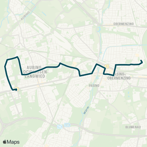 MVG Freiham Bf. - Pasing Bf. - Berduxstraße map