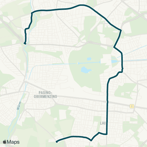 MVG Blutenburg - Romanplatz - Laim Bf. - Laimer Platz - Blumenau map