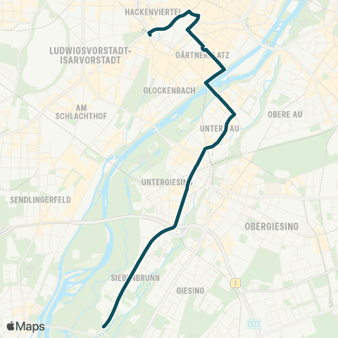 MVG Sendlinger Tor - Kolumbuspl. (Nord) - Candipl. - Tierpark (Alemannenstr.) map