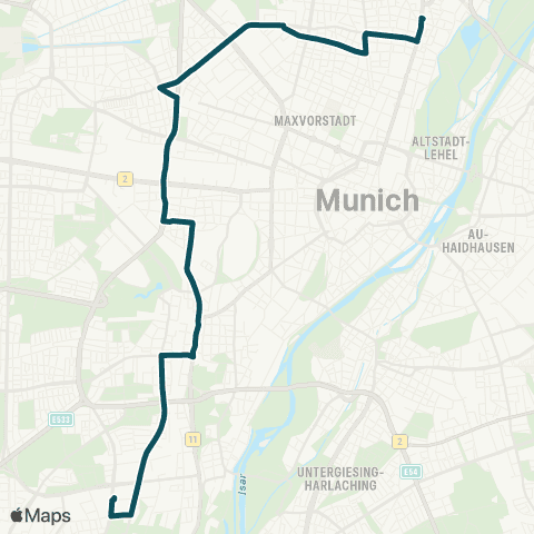 MVG Münchner Freiheit - Nordbad - Rotkreuzpl. - Schwanthalerhöhe - Harras - Aidenbachstr. map