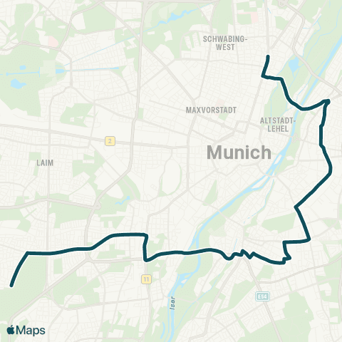MVG Münchner Freiheit - Herkomerpl. - Ostbahnhof - Giesing - Harras - Lorettopl. map