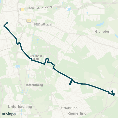 MVG Ostbahnhof - Karl-Preis-Platz - Neuperlach Zentrum - Waldheimplatz ( - Waldperlach Süd) - Putzbrunn, M.-Haslbeck-Straße map