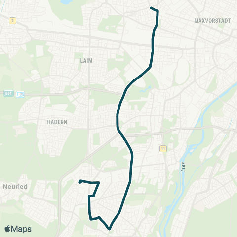 MVG Rotkreuzplatz - Heimeranpl. - Westpark - Aidenbachstr. - Forstenrieder Allee map