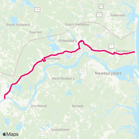 Meva Transit Haverhill - Sallisbury Bch via Amesbury map