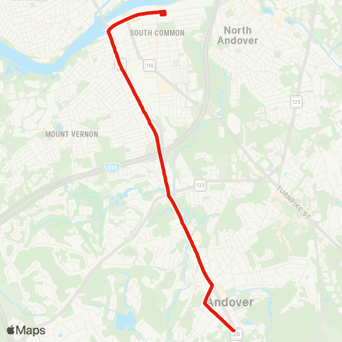 Meva Transit Andover via South Broadway map