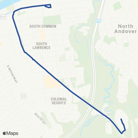 Meva Transit Woodridge via Colonial Hts N Andover Mall map