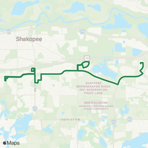 MVTA Shakopee-Canterbury-Mystic-Walmart map
