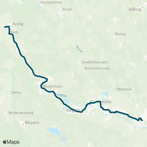 Die Münchner VerkehrsVerbund  Bad Aibling - Heufeld - Bruckmühl - Feldkirchen - Aying map