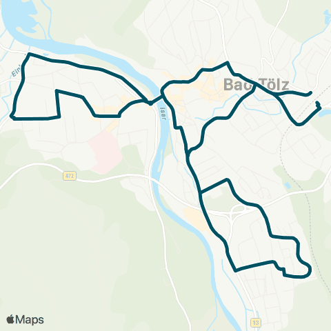 Die Münchner VerkehrsVerbund  Bad Tölz - ZOB Isarkai - Max-Höfler-Platz - Kurhaus - ZOB Isarkai - Stadtwerke - Bad Tölz map