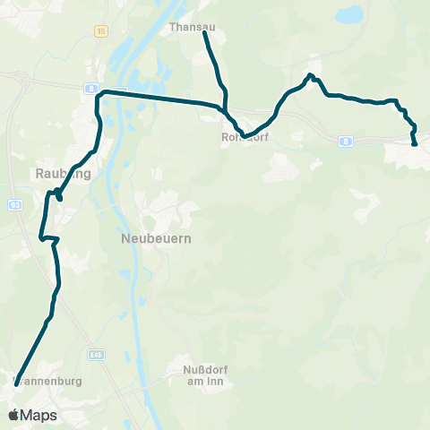 Die Münchner VerkehrsVerbund  Brannenburg - Raubling - Rohrdorf - Höhenmoos - Pfraundorf map