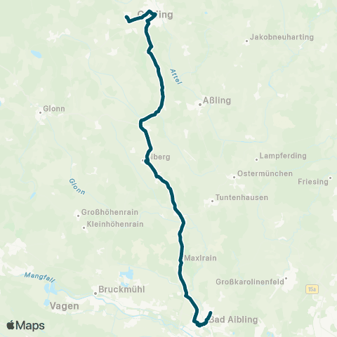 Die Münchner VerkehrsVerbund  Bad Aibling - Maxlrain - Hohenthann - Grafing Bahnhof map