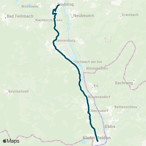 Die Münchner VerkehrsVerbund  Kiefersfelden - Oberaudorf - Brannenburg - Raubling map