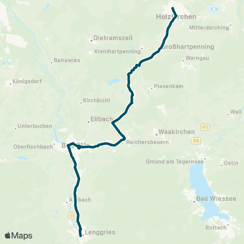 Die Münchner VerkehrsVerbund  Holzkirchen - Sachsenkam - Bad Tölz - Lenggries ( - Hohenburg) map