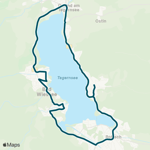 Die Münchner VerkehrsVerbund  Ringlinie A: Tegernsee - Rottach-Egern - Bad Wiessee - Gmund - Tegernsee map