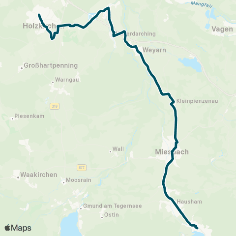 Die Münchner VerkehrsVerbund  Holzkirchen - Darching - Weyarn - Miesbach - Schliersee map