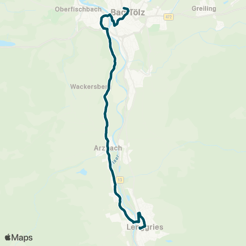 Die Münchner VerkehrsVerbund  Bad Tölz - Wackersberg - Arzbach - Lenggries ( - Brauneckbahn - Hohenburg) map