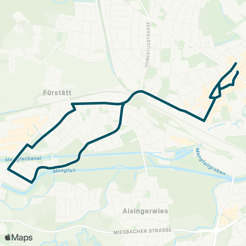 Die Münchner VerkehrsVerbund  Stadtmitte - Bahnhof - Endorfer Au - Am Gries - Bahnhof - Stadtmitte map
