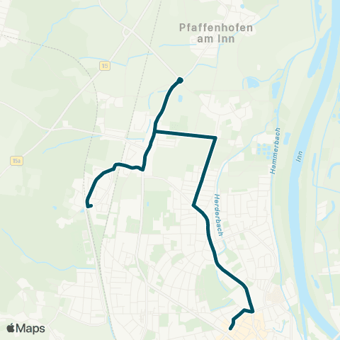 Die Münchner VerkehrsVerbund  Stadtmitte - Mitterfeld - Langenpfunzen - (Pfaffenhofen - ) Westerndorf St.Peter - Egarten map