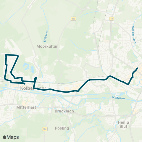 Die Münchner VerkehrsVerbund  Rosenheim, Stadtmitte - Rosenheim - Kolbermoor - Kolbermoor, Siedlerpl. Kolbermoor, Siedlerpl. - Kolbermoor - Rosenheim - Rosenheim, Stadtmitte map
