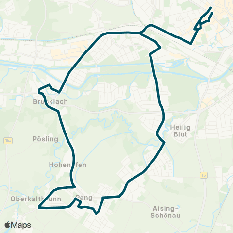 Die Münchner VerkehrsVerbund  Stadtmitte - Rosenheim - Schwaig - Pang - Aising - Aisingerwies - Rosenheim - Stadtmitte map