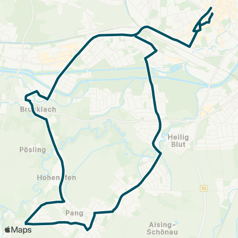 Die Münchner VerkehrsVerbund  Stadtmitte - Rosenheim - Schwaig - Pang - Aisingerwies - Rosenheim - Stadtmitte map