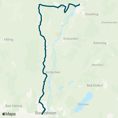 Die Münchner VerkehrsVerbund  Rosenheim - Pfaffenhofen - Rott a. Inn - Attel - Wasserburg Bf (Reitmehring) - Wasserburg Stadt map