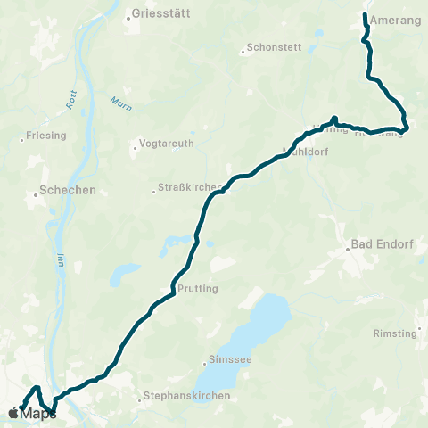 Die Münchner VerkehrsVerbund  Rosenheim - Prutting - Halfing - Höslwang - Amerang map