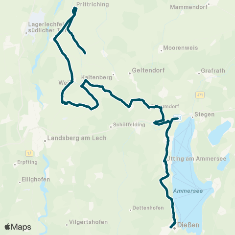 Die Münchner VerkehrsVerbund  (Hofstetten - ) Finning - Windach - Schöffelding - Eresing - Geltendorf map